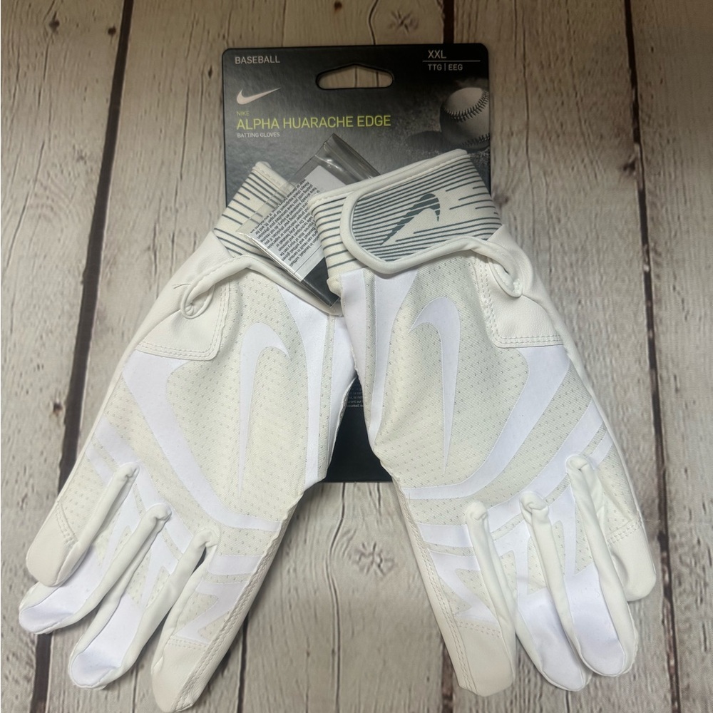 NWT Nike Alpha Huarache Edge Baseball Batting Gloves Unisex Sz 2XL White
